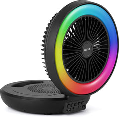 مروحة ومكبر صوت لاسلكي محمول مع إضاءة RGB