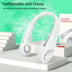 Portable fan without blades attached around the neck