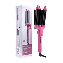 Keratin Three-Barrel Hair Waver - Pink