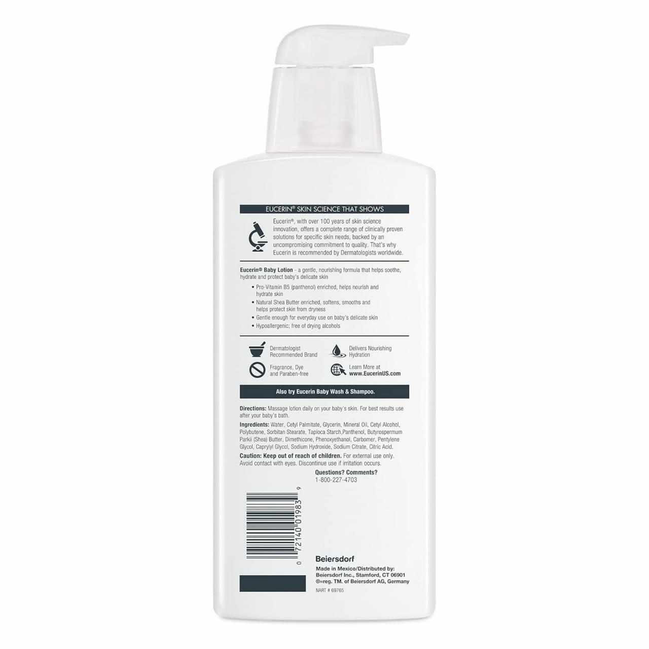 Eucerin Baby Soothing Lotion, Fragrance-Free, Enriched with Shea Butter and Vitamin B5, 400ml