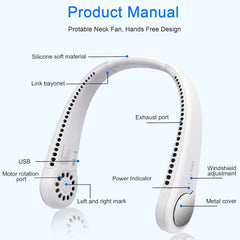 Portable fan without blades attached around the neck