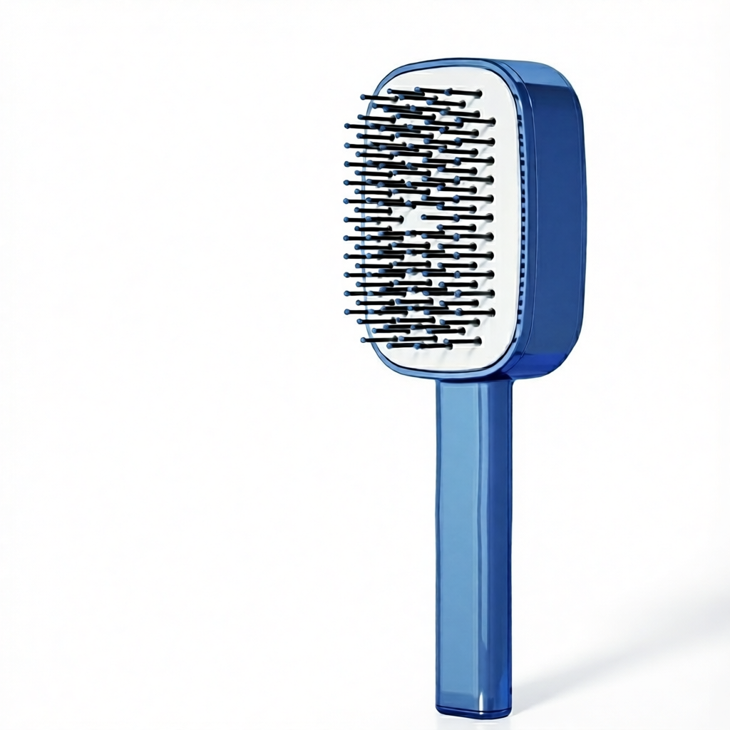Self-Cleaning Hair Brush for Women and Children – Metallic Blue