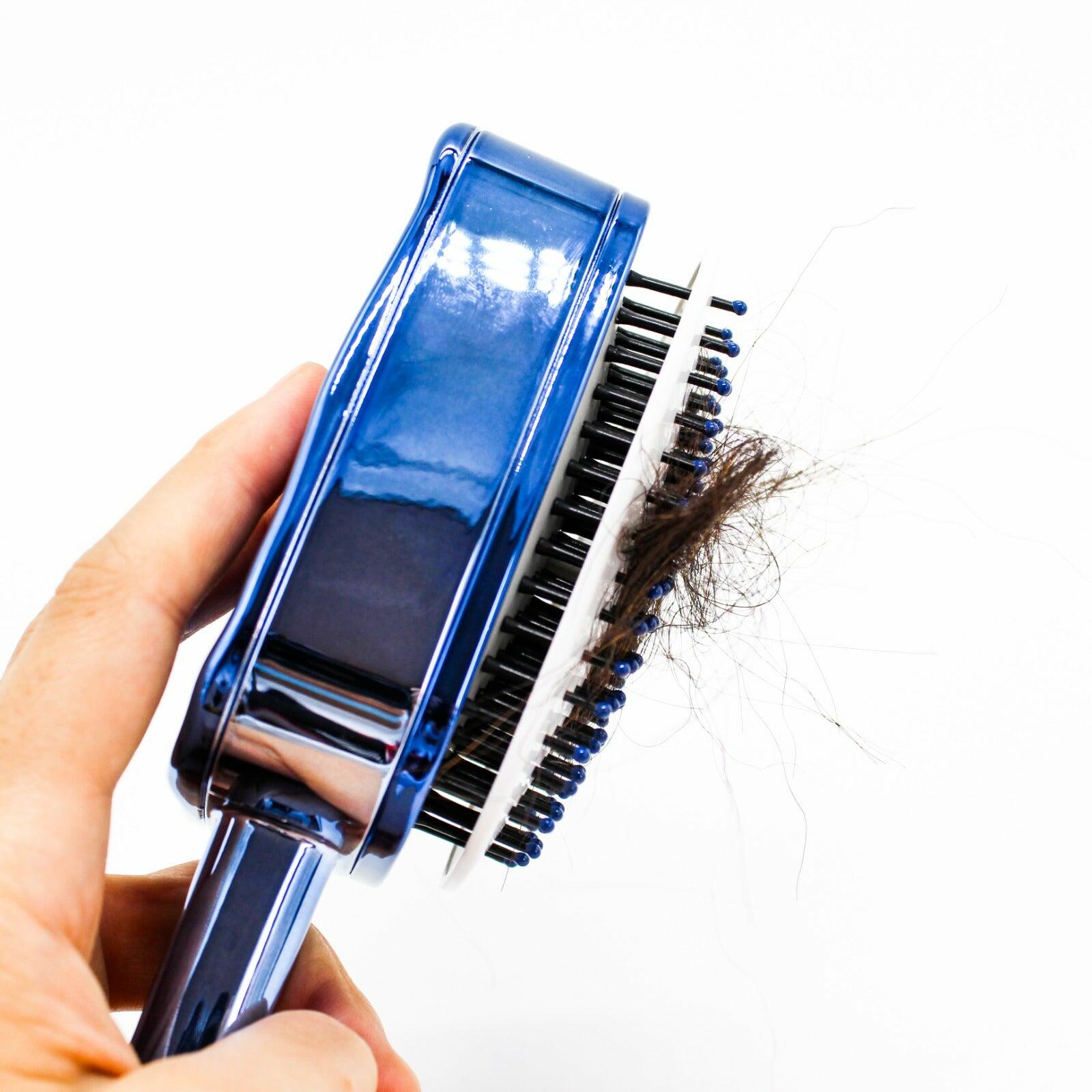 Self-Cleaning Hair Brush for Women and Children – Metallic Blue