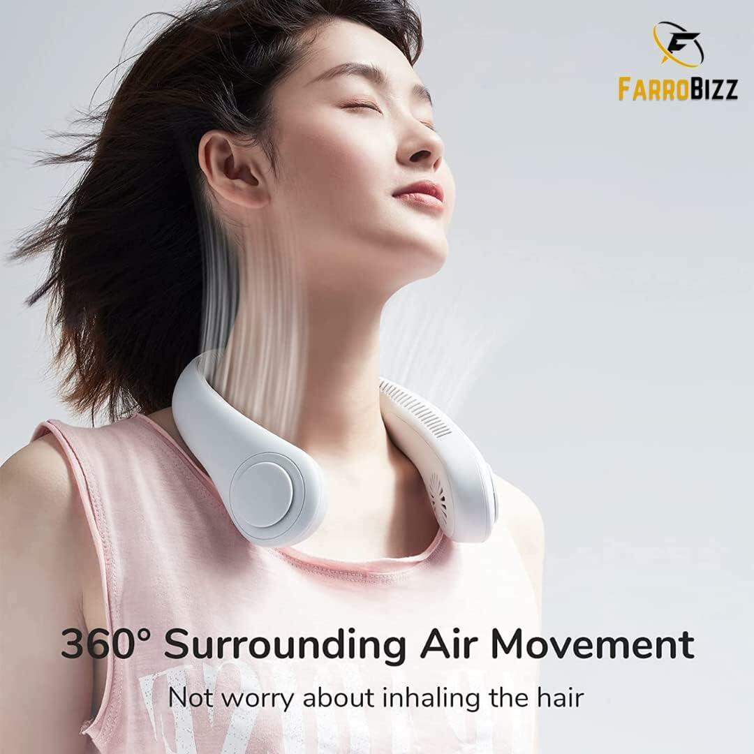 Portable fan without blades attached around the neck