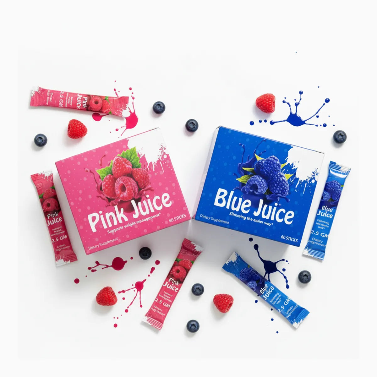 عصير بديل التكميم بينك جوس للتنحيف+عصير حرق الدهون بلو جوس للتنحيف