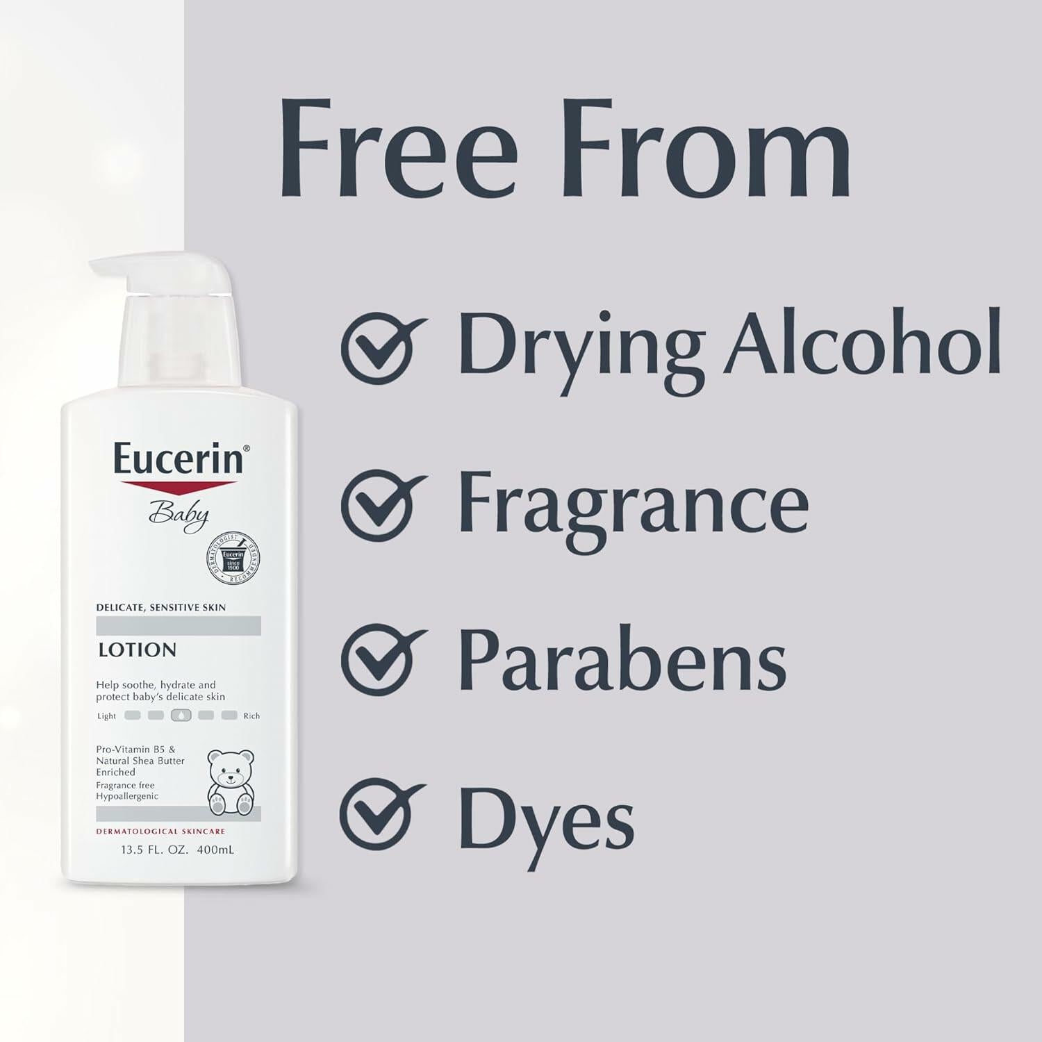 Eucerin Baby Soothing Lotion, Fragrance-Free, Enriched with Shea Butter and Vitamin B5, 400ml
