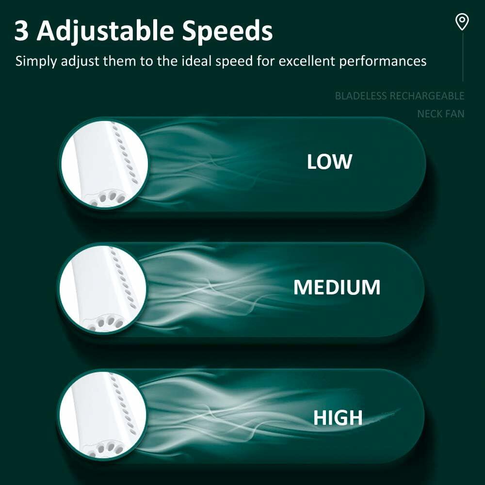 Portable fan without blades attached around the neck