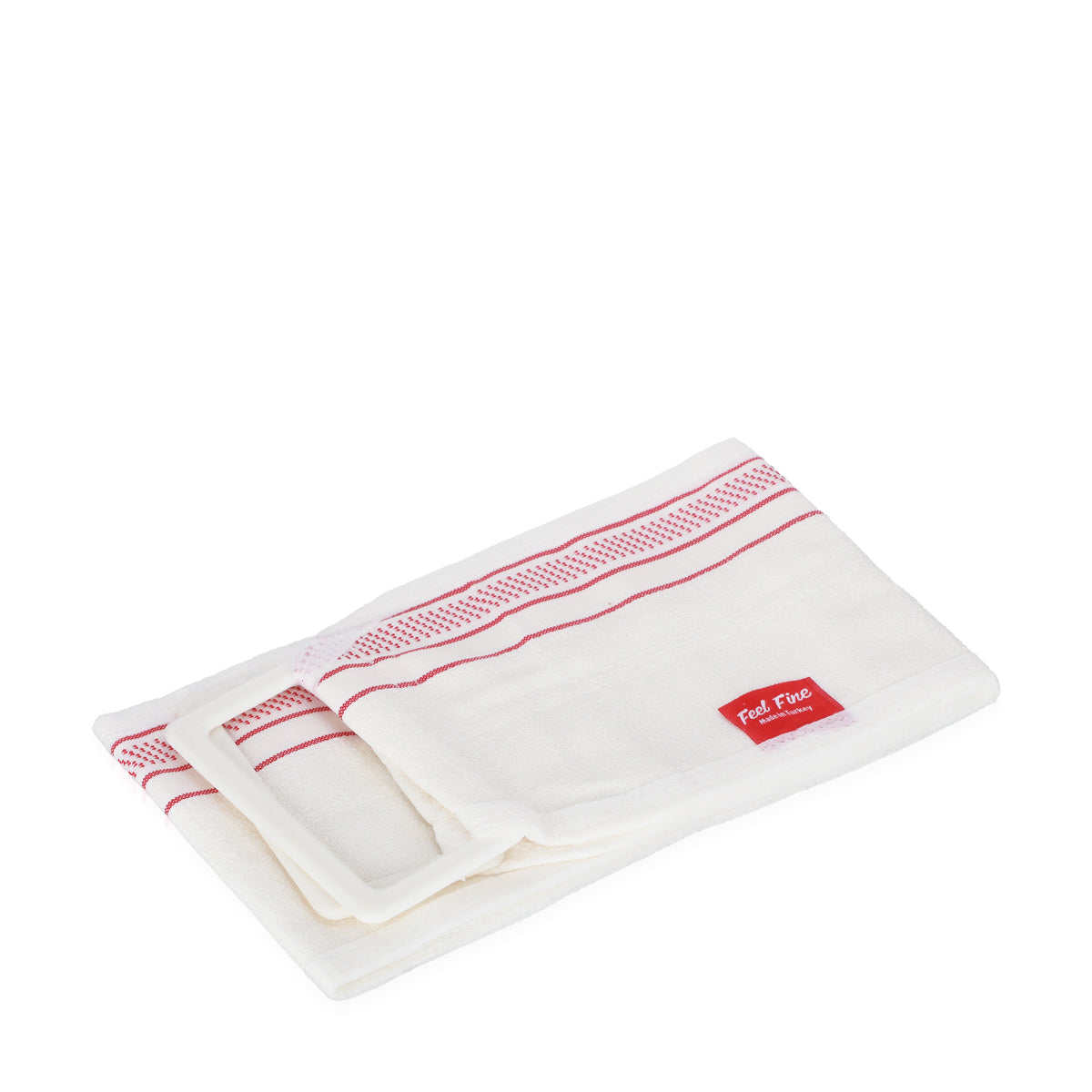 Back Exfoliating Loofah Belt - White & Red