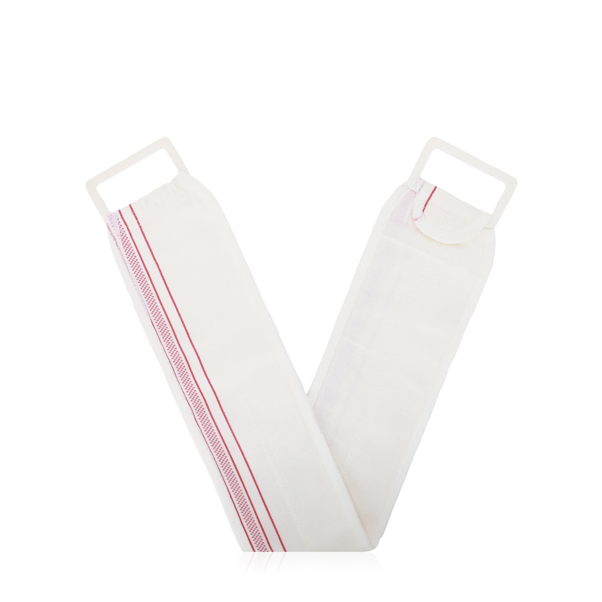 Back Exfoliating Loofah Belt - White & Red