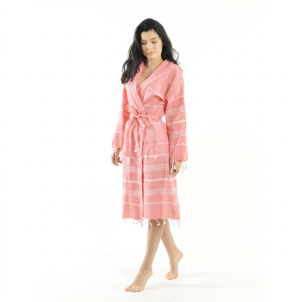 روب حمام قطنى من فيل فاين - وردى