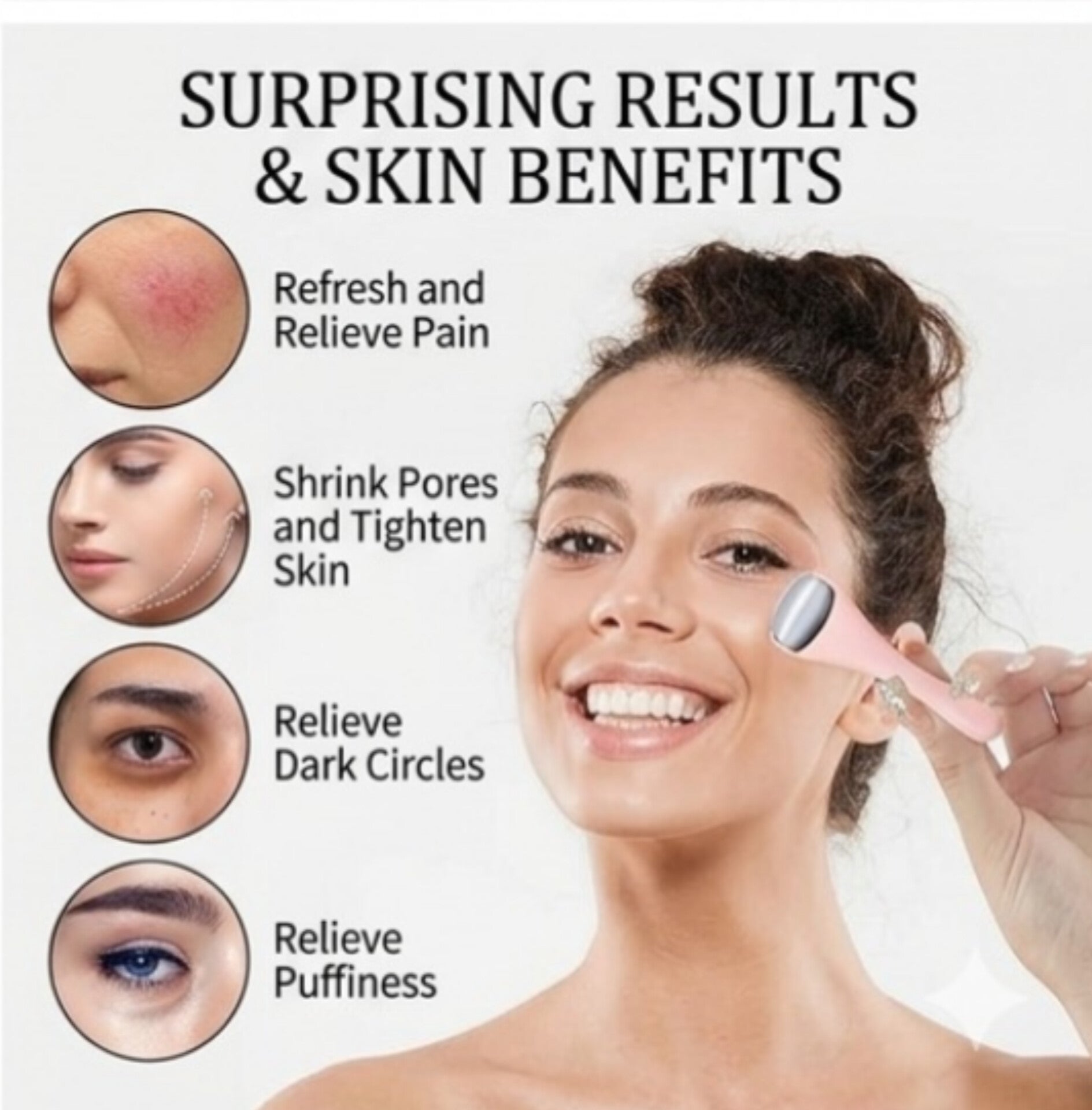 ايس رولر تدليك ميني للعين والوجه - وردى